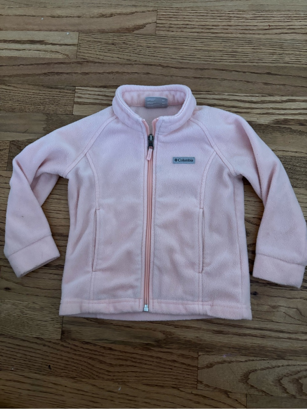 Columbia Girls Light Pink Fleece Full Zip Jacket Logo Accents Size 3T Toddler